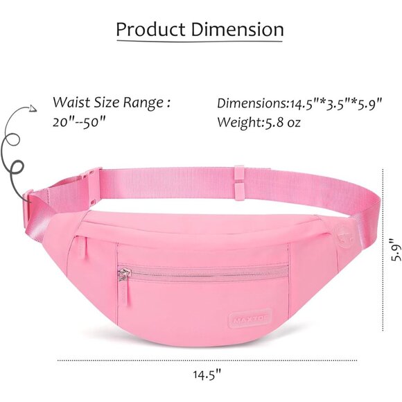 Women Men Hot Pink Large Crossbody Fanny Pack Belt Bag Hands-Free Waist Pack - Picture 5 of 6